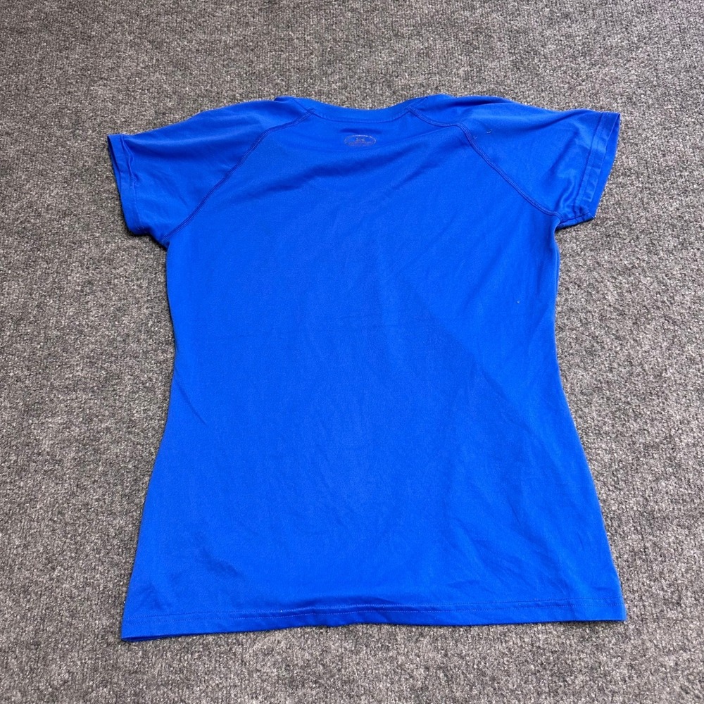 Under Armour Shirt Womens Size Small Blue Semi-Fitted V-Neck Short Sleeve Sport